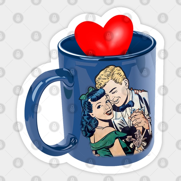 heart and love in the blue mug Sticker by Marccelus